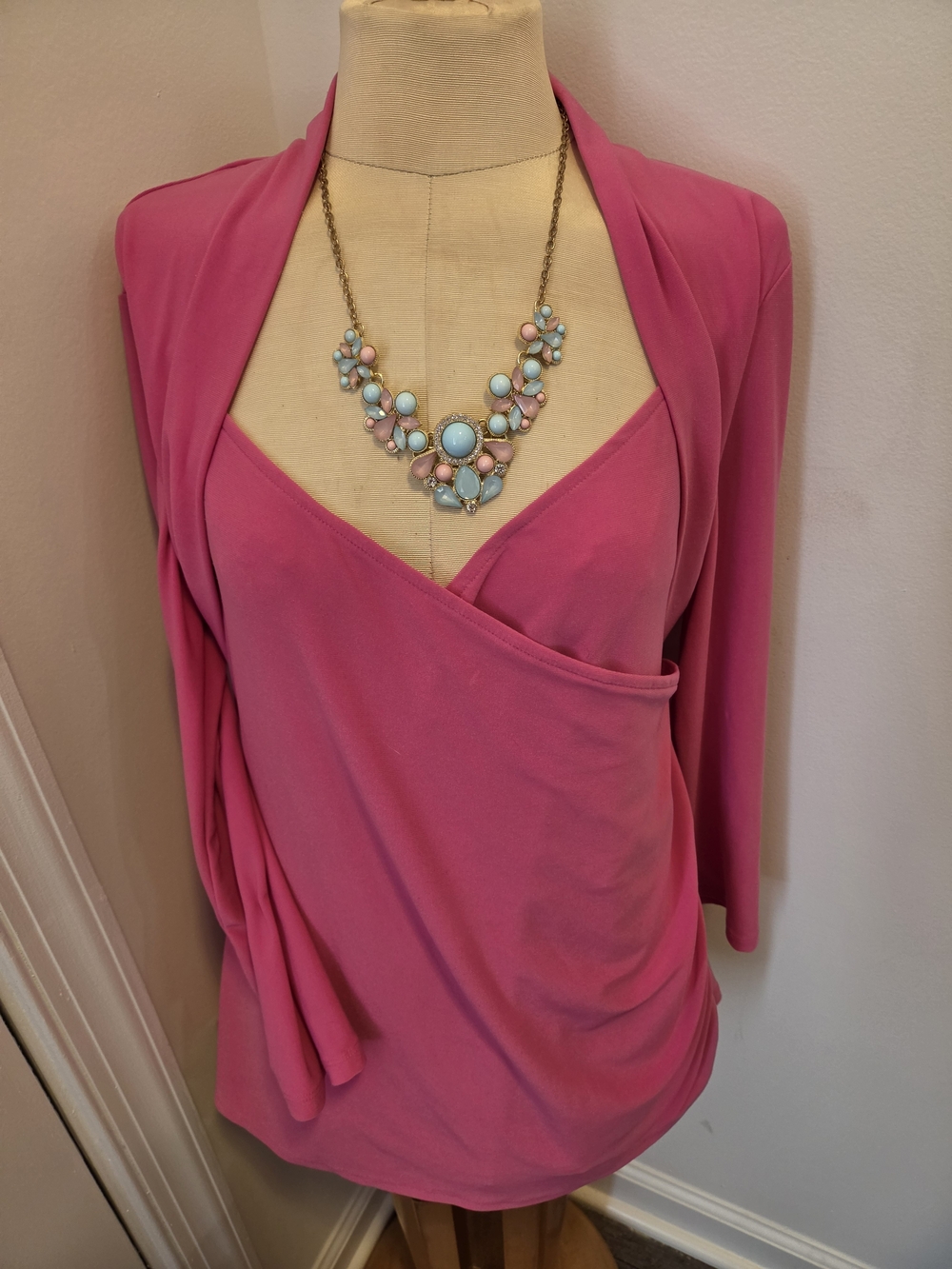 Vintage Metrostyle Fuchsia Wrap-Style Jersey Top
